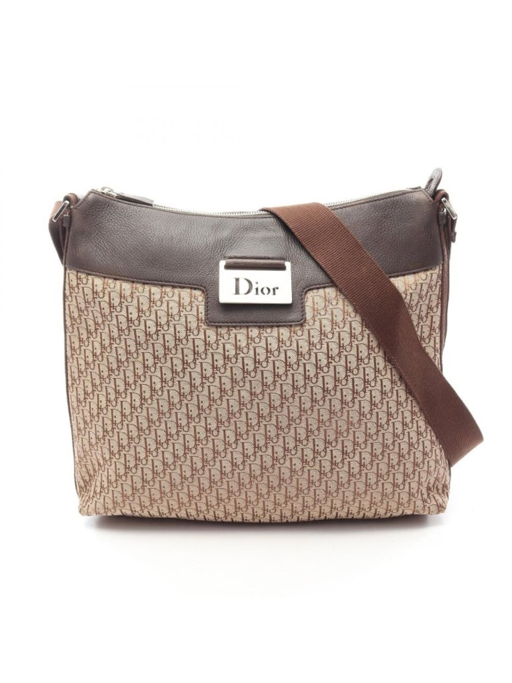 Dior Shoulder Bag Street Chic Trotter Brown Beige Canvas Leather